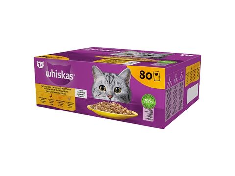 Whiskas Drůbeží hody v želé 80 x 85 g kapsa kuře, kachna, drůbež, krůta + Whis. klíčenka 