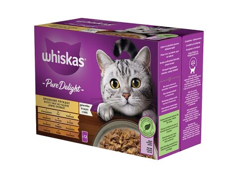 Whiskas Pure Delight jemné drůbeží v želé 12 x 85 g kapsa, kuře, krůta, drůbeží, kachna