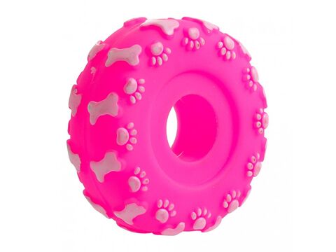 Magnum hračka pro psa pneumatika 11 cm pískací vinyl růžová