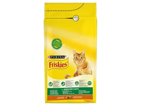 Friskies indoor kuřecí 1,5 kg  granule s trávou granule