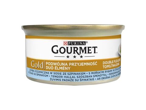 Gourmet gold s mořskými rybami v omáčce se špenátem 85 g 