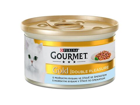 Gourmet gold s mořskými rybami v omáčce se špenátem 85 g 