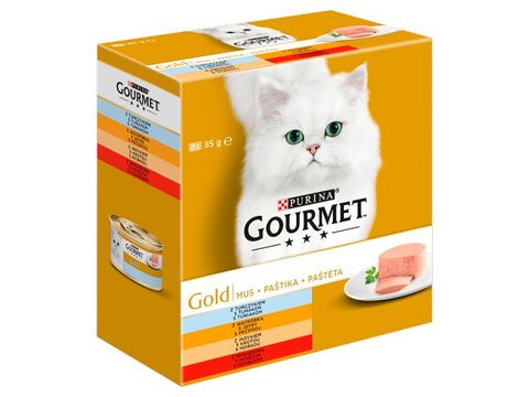 Gourmet gold paštika 8 x 85 g tuňák,játra,krůta,hovězí 