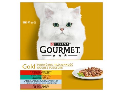 Gourmet gold gril 8 x 85 g, králík, kuře,hovězí.,moř.ryby,špen.,kachna krůta  