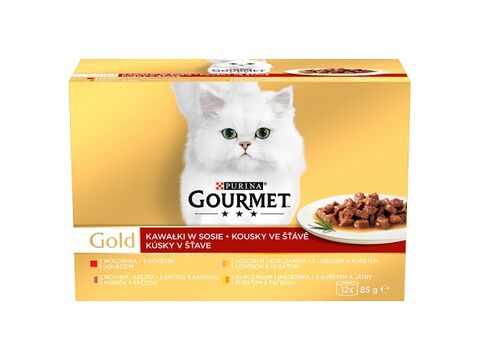 Gourmet gold šťáva 12 x 85 g hovězí,krůta,kachna,kuře,játra,losos 