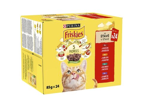 Friskies cat 24 x 85 g kapsa hovězí, kuře, kachna, jehně ve šťávě  