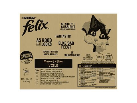 Felix fantastic 120 x 85 g kapsa hovězí,kuře tuňák,losos v želé  