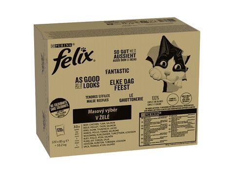 Felix fantastic 120 x 85 g kapsa hovězí,kuře tuňák,losos v želé  