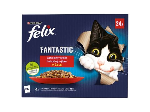 Felix Sensations Multipack 24 x 85 g v želé kuře, hovězí, králík, jehně 