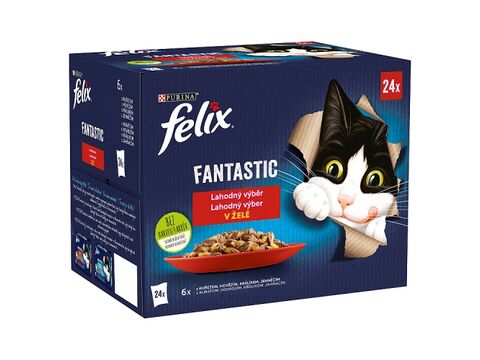 Felix Sensations Multipack 24 x 85 g v želé kuře, hovězí, králík, jehně 