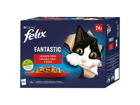 Felix Sensations Multipack 24 x 85 g v želé kuře, hovězí, králík, jehně 