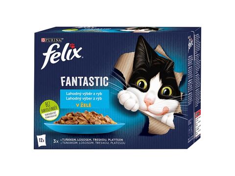 Felix Fantastic multipack 12 x 85 g losos, platýs, tuňák, treska v želé