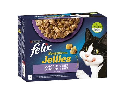 Felix Sensations v želé 12 x 85g krůta špenát,jehn s přích.zvěř.,makrel s raj,sleď 