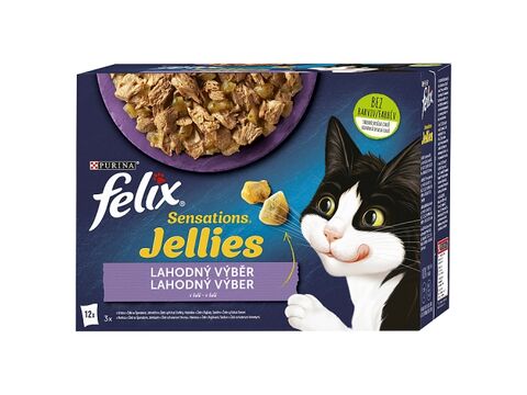 Felix Sensations v želé 12 x 85g krůta špenát,jehn s přích.zvěř.,makrel s raj,sleď 