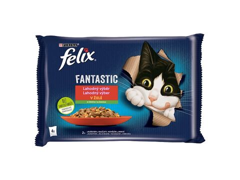 Felix Fantastic lahodný výběr se zeleninou v želé 4 x 85 g hov. s mrkví kuře s rajčetem