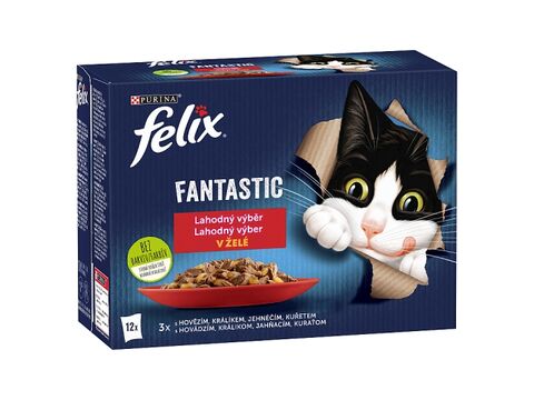 Felix Fantastic v želé 12 x 85 g kuře, hovězí, jehně, králík 