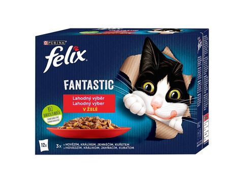 Felix Fantastic v želé 12 x 85 g kuře, hovězí, jehně, králík 