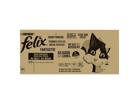 Felix Fantastic Multipack 80 x 85 g hovězí, kuře, tuňák. treska v želé