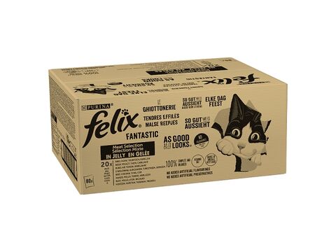 Felix Fantastic Multipack 80 x 85 g hovězí, kuře, tuňák. treska v želé