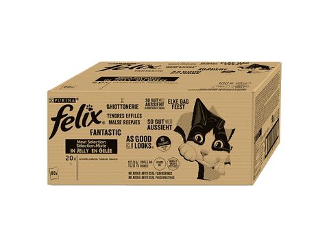 Felix Fantastic Multipack 80 x 85 g hovězí, kuře, tuňák. treska v želé
