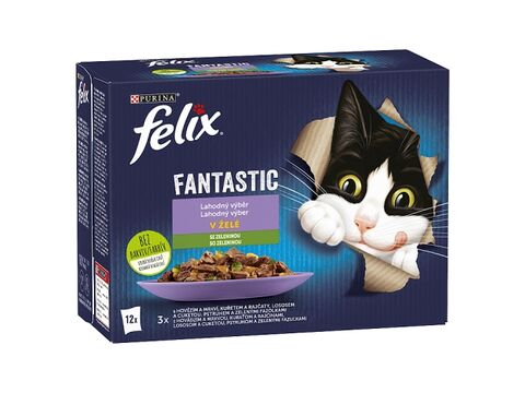 Felix Fantastic výběr se zeleninou v želé 12 x 85 g hovězí s mrkví ,kuře s rajč.,los. s cu