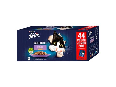 Felix Fantastic Multipack 44 x 85 g hovězí, losos, kuře, tuňák v želé 