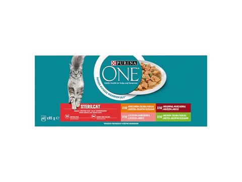 Purina ONE Sterilcat 40 x 85 g kapsa hovězí.,kuře s fazol.,krůta, losos s mrkví ve šťávě