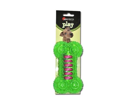 Nayeco hračka pro psa kost proplétaná bavlnou 12 cm guma zelená doprodej