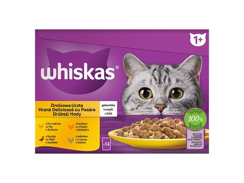 Whiskas Drůbeží hody v želé 12 x 85 g kapsa kuře, kachna , drůbež, krůta