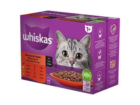 Whiskas Klasické pokrmy ve šťávě 12 x 85 g kapsa, hovězí, kuře, jehněčí, drůbeží