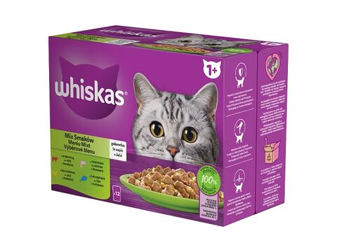 Whiskas Výběrové menu v želé 12 x 85 g kapsa, hovězí, kuře, losos, tuňák