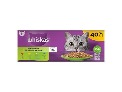 Whiskas  Výběrové menu v želé 40 x 85 g kapsa hovězí, kuře, losos, tuňák