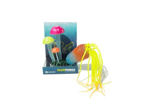 Flamingo akvarijní dekorace silikonové houby 7 x 3,5 x15 cm žlutá