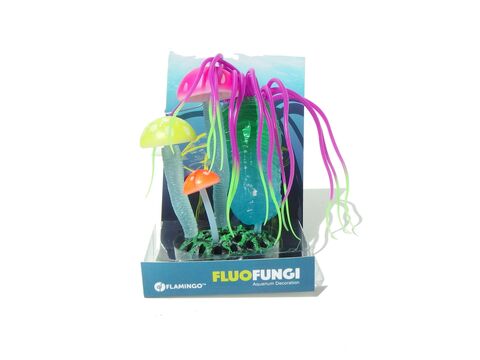 Flamingo akvarijní dekorace silikonové houby 7 x 3,5 x15 cm fialová