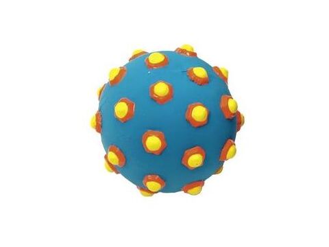 Flamingo hračka pro psa míček pískací pr. 8 cm s výstupky latex modrá