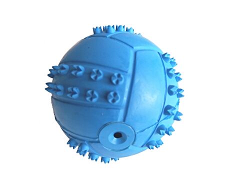 Tatrapet hračka pro psa míček s výstupky 6 cm tvrdá guma modrá