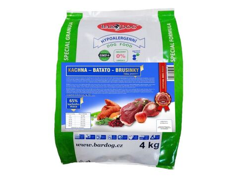 Bardog Kachna – Batato – Brusinky 4 kg granule lisované za studena
