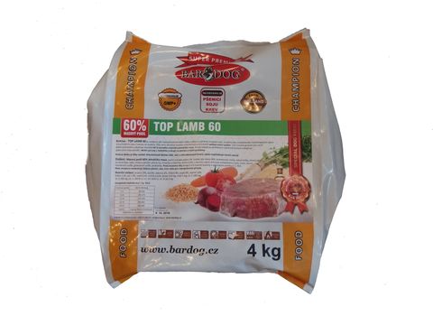 Bardog TOP Lamb 60 28/08 4 kg granule lisované za studena 