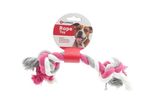 Flamingo hračka pro psa uzel bavlna 35 cm 180 g růžovo-bílo-šedá