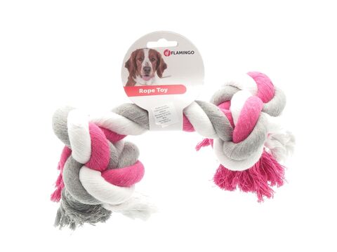 Flamingo hračka pro psa Jumbo 2 uzle bavlna 43 cm 660 g šedo-bílo-růžová