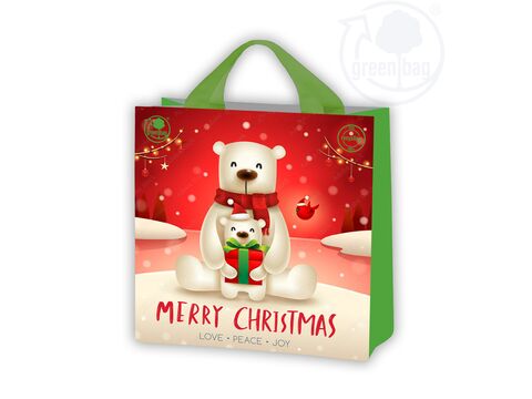 Nákupní taška na pamlsky vánoční Bears mery christm 8 l,  26 x 26 x 10 cm 