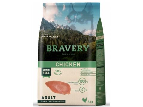 Bravery dog Adult Large/Medium grain free chicken 12 kg    