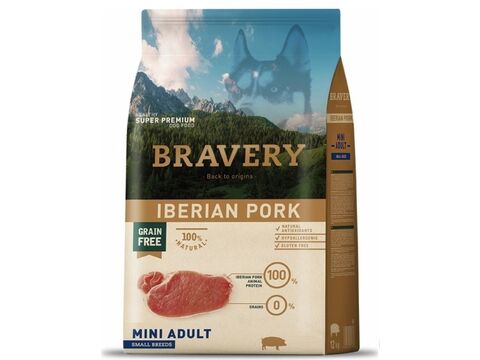Bravery dog Adult mini grain free Iberian pork 7 kg + 2 kg zdarma