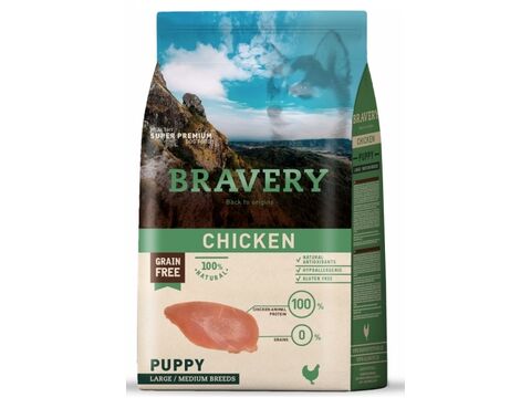 Bravery dog Puppy Large/Medium grain free chicken 12 kg   