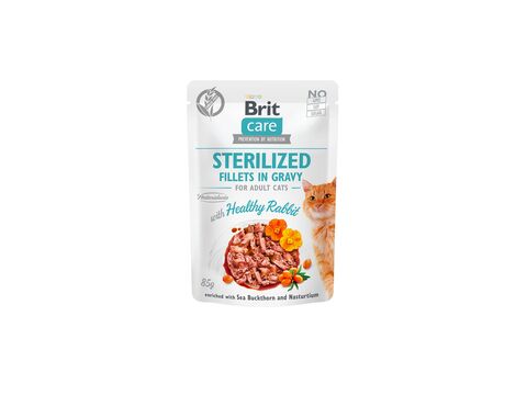 Brit Care Cat Sterilized, Fillets in Gravy with Healthy Rabbit 85 g kapsa  