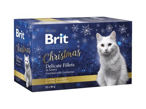 Brit Premium by Nature Christmas Multipack in gravy,12x85g, kuře, hovězí, kachna,salmon 
