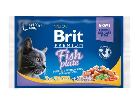 Brit Premium Cat Pouches Fish Plate 400 g (4x100 g) kapsa