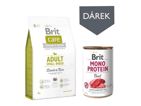 Brit Care Dog Hypoallergenic Adult Small Breed  Lamb & rice 3 kg +dárek Brit Mono Protein 