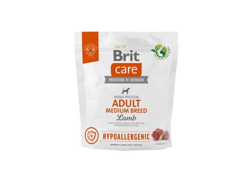 Brit Care Dog Hypoallergenic Adult Medium Breed Lamb & rice 1 kg 