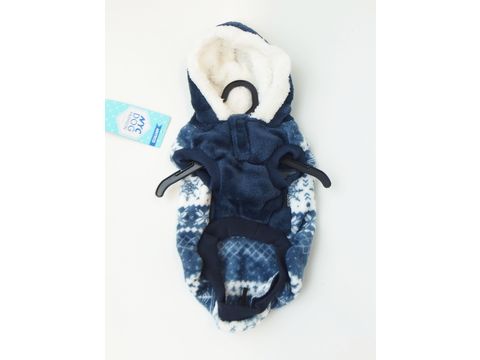Nayeco bunda pro psa Laponia plyšová zateplená s kapucí modro bílá 60 cm obvod 65 cm dopro